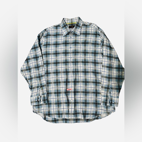 Robert Talbott Classic Blue Plaid Button Down Long Sleeve Shirt size XXL - Picture 2 of 10